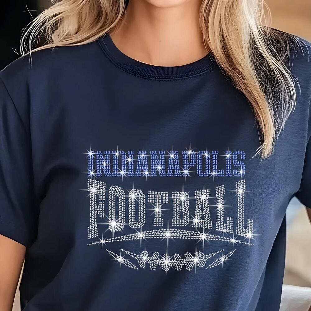 Indianapolis Football Rhinestone Shirt Sparkling Game Day Fan Apparel